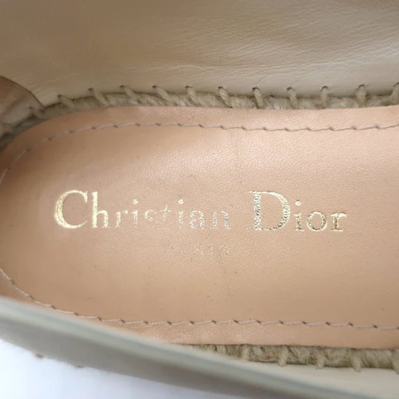 Christian Dior Granville Espadrilles Off-White Embossed Leather Size 37.5 D - Picture 9 of 11
